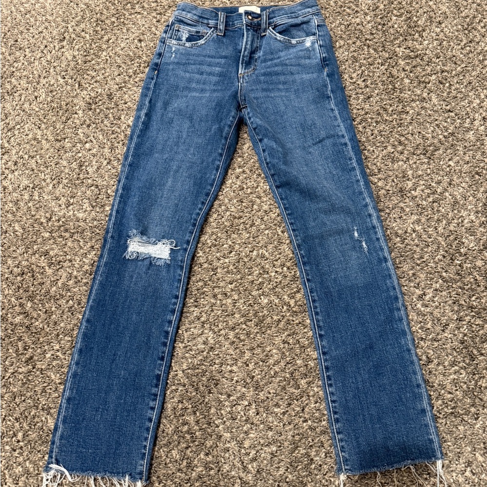Favorite Daughter Blue Ripped Ankle Jeans